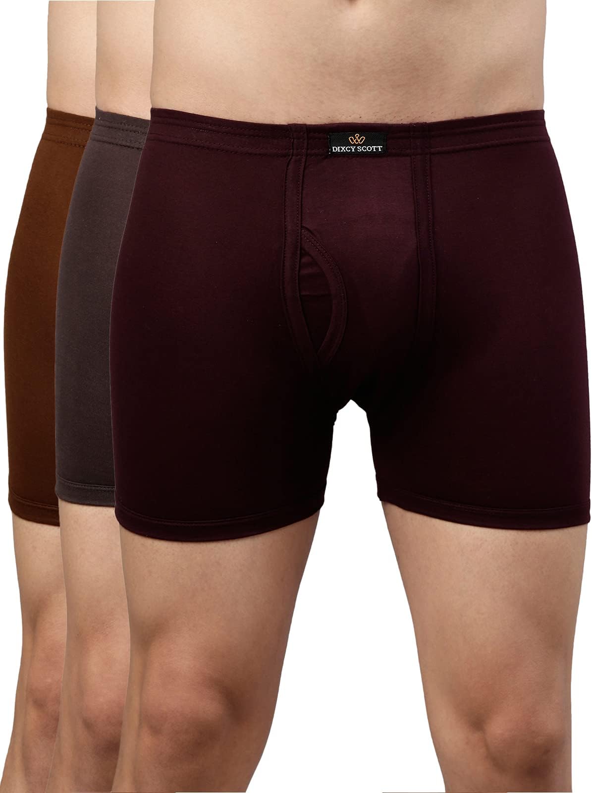 Dixcy ScottCotton Men’s Regular Fit Solid Innerwear - Legend Trunk- Assorted - Print & Color May be Vary (Pack of 3)