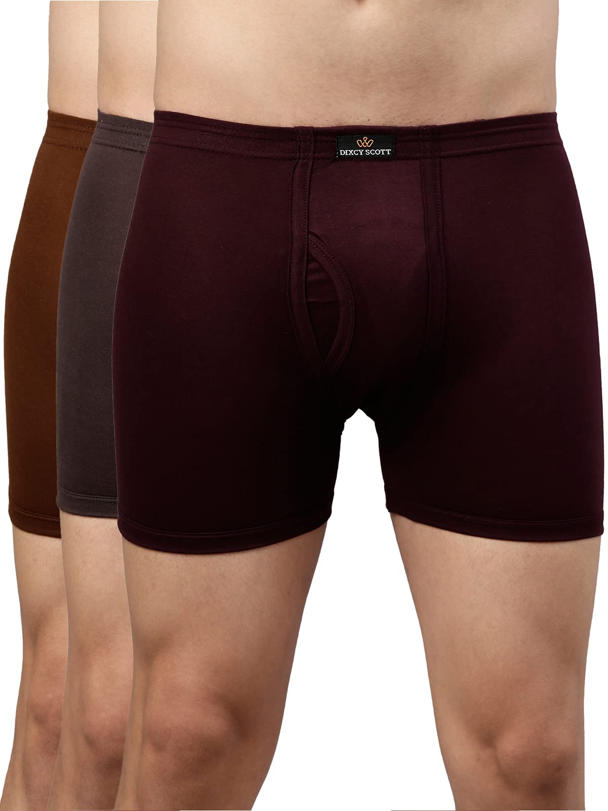 Dixcy ScottCotton Men’s Regular Fit Solid Innerwear - Legend Trunk- Assorted - Print & Color May be Vary (Pack of 3)