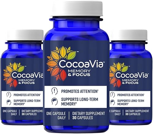Miniatura 9 de CocoaVia Memory & Focus - Suplemento cerebral, 30 días, mezcla de cacao, flavanol, luteína, cafeína añadida para impulsar. Mejora la función