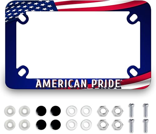 Miniatura 16 de Marco de placa de motocicleta con cruz de Jesús, bandera estadounidense, de acero inoxidable, divertido soporte para placa de motocicleta, soporte