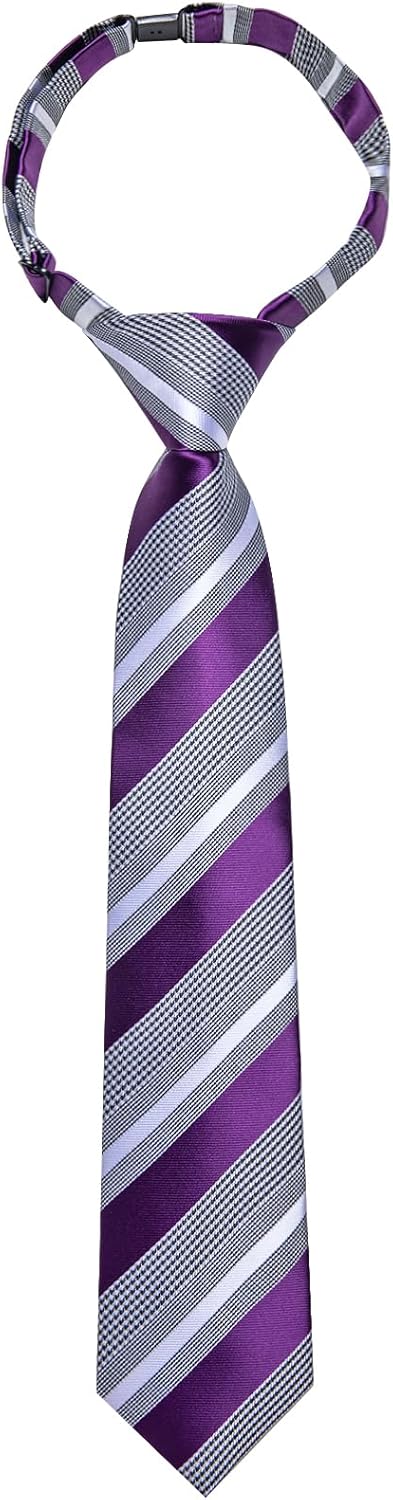 DiBanGu Boys Adjustable Tie and Pocket Square Pre-tied Zipper Necktie for Kids Wedding Party Graduation School Uniforms - Image 6