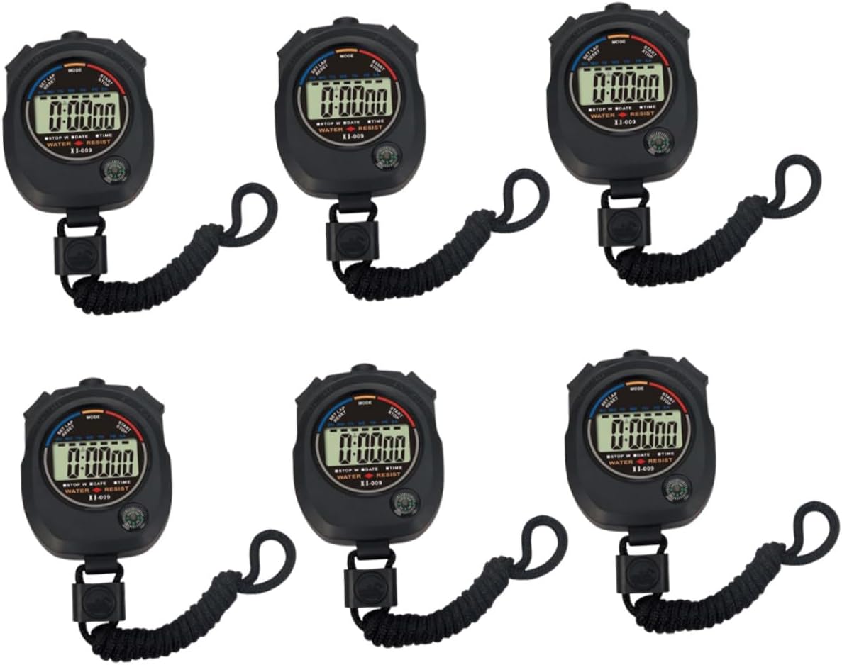 6Pcs Electronic Training Stopwatch Lightweight Match Timer for Sports Racing Running Swimming