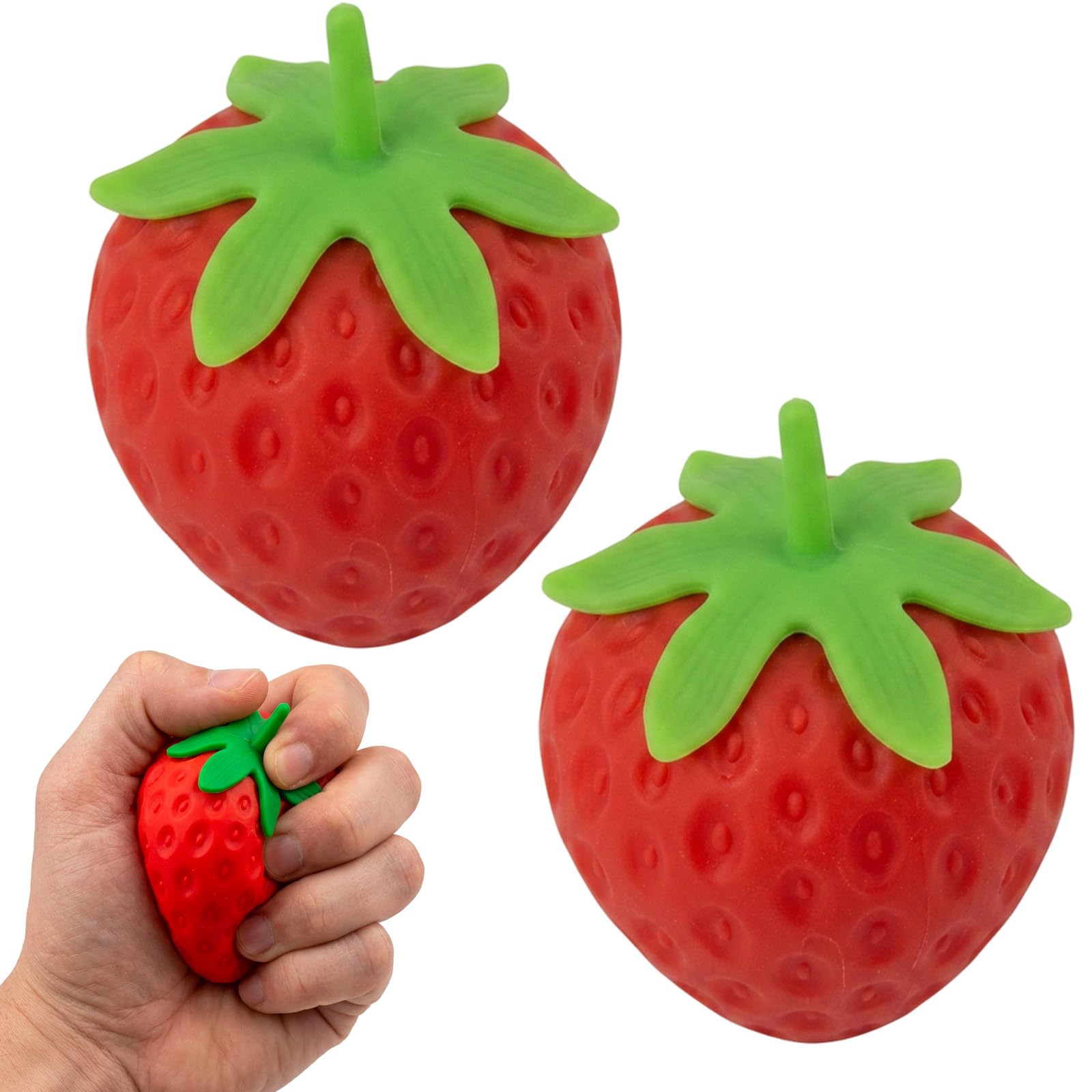 Strawberry Toy, Two Piece Squeezable Strawberry Set, Stress Relief and Focus Assistance, Office Desk Decoration and Gift Collection, Sensory Fidget Items for Adult Use