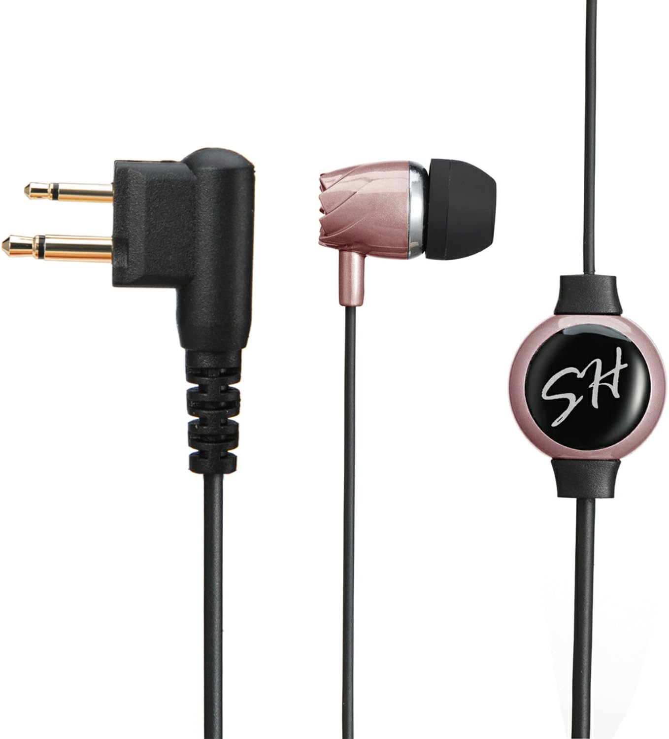 Sinhin Walkie Talkie Earpiece Headset mic 2 pin with PTT for Motorola Midland Two Way Radios(Pink - M Head)