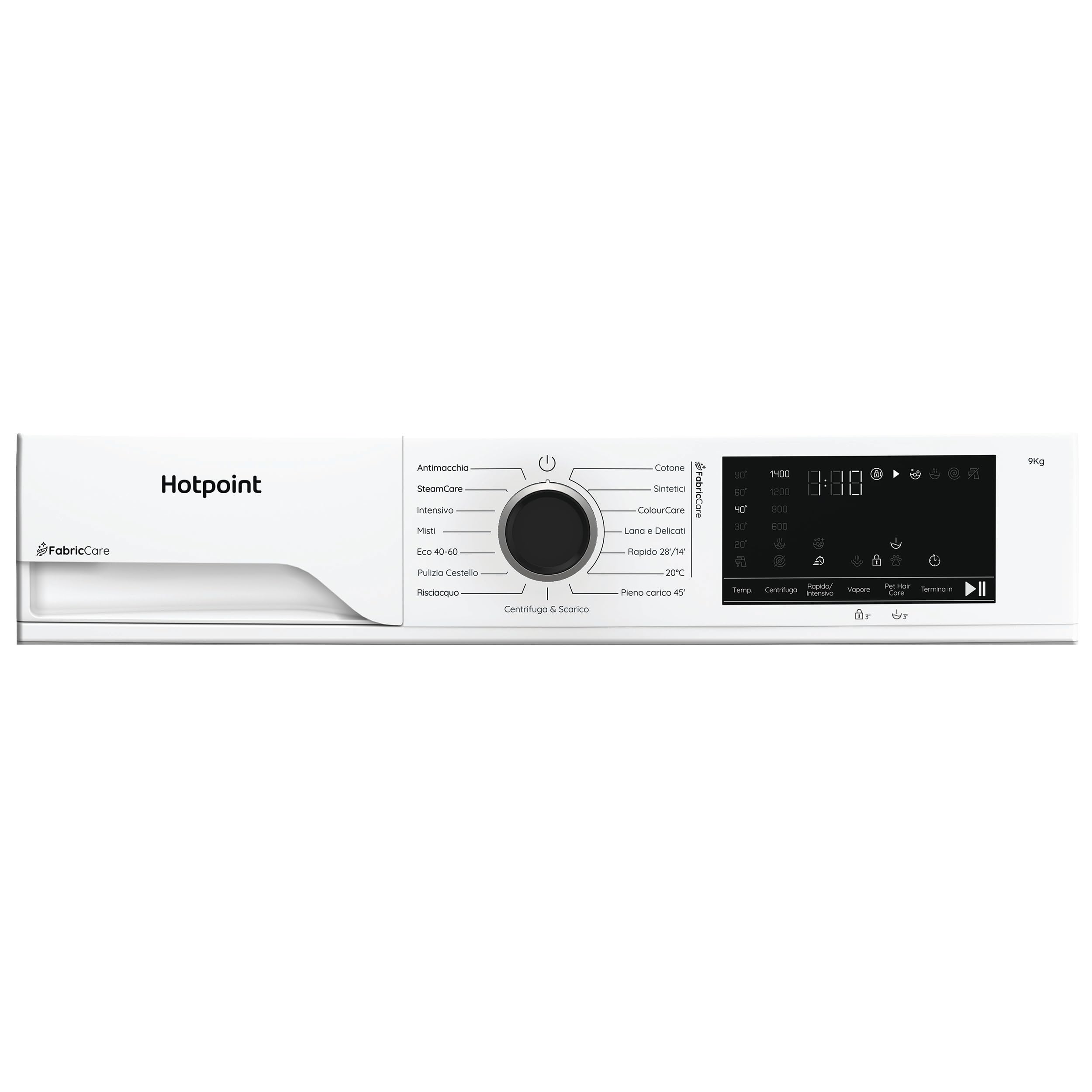 Hotpoint Ariston HB 123 CARE IT – Lavatrice 12 Kg Libera Installazione, Carica Frontale, 1400 giri/min, Classe A-30%, PetHair Care, FabricCare, ColorCare, SteamCare, Anti Macchia – Bianca 84,6 x 59,8