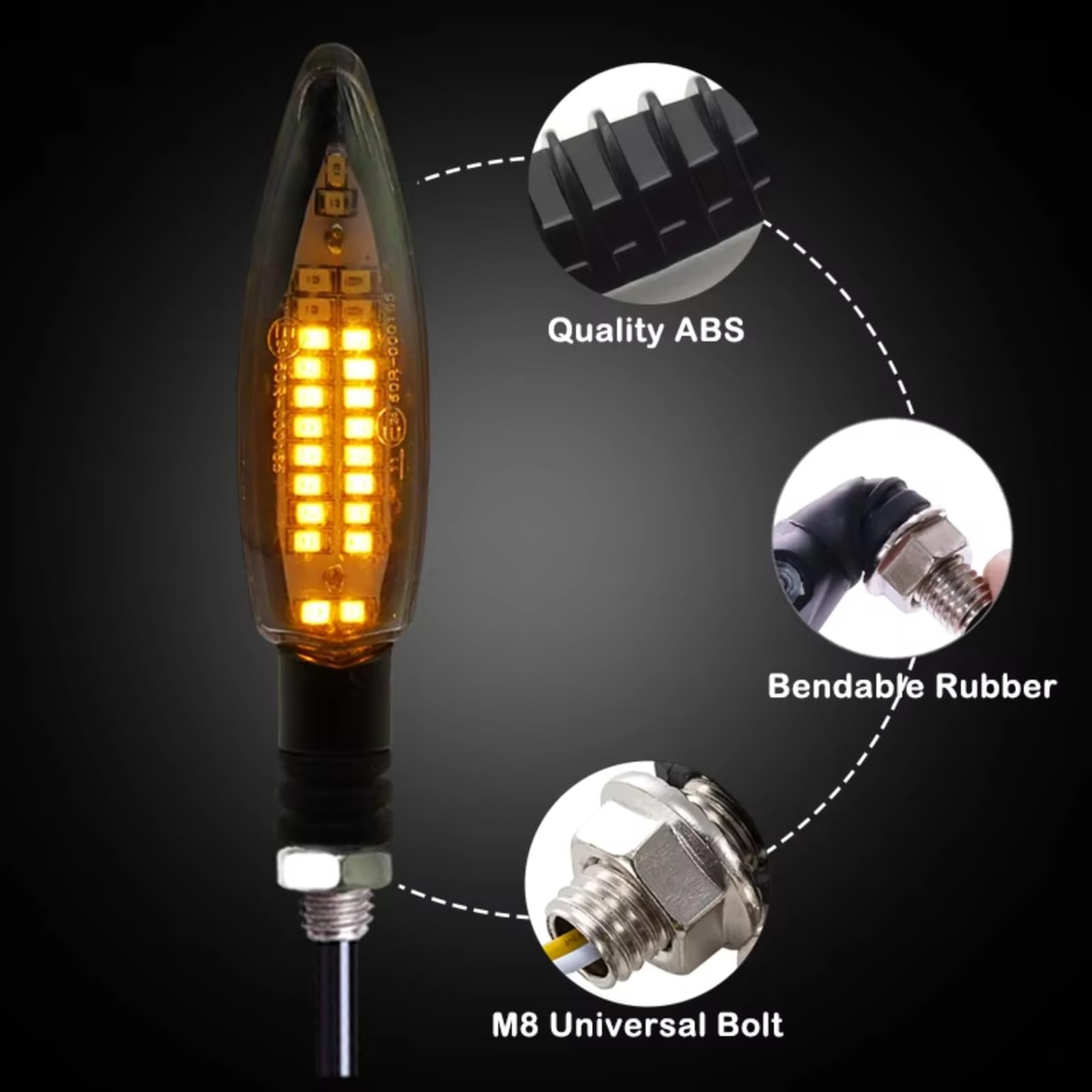 Moto lndicadora Luces De Señal De Giro para Motocicletas EMark Universales con Relé Incorporado Luces Intermitentes Impermeables E24 para Motocicletas