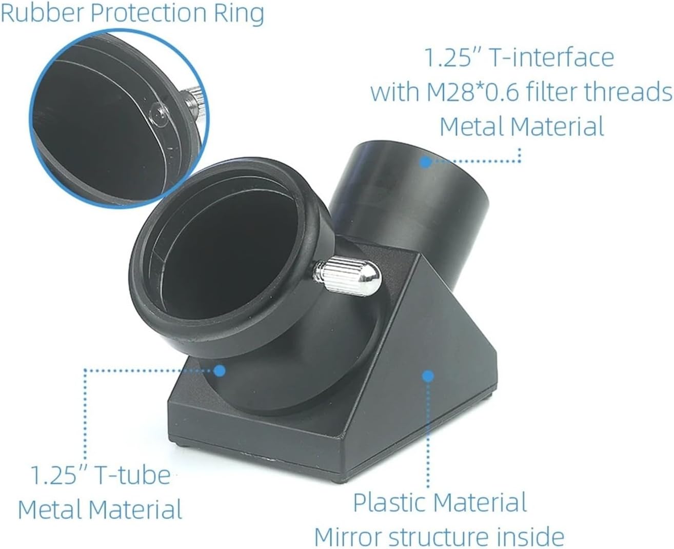 Telescope Accessories， 1.25" Mirror Diagonal Adapter 90° Zenith for Astronomical Telescope Viewing Angle Converter,for Zenith Mirror