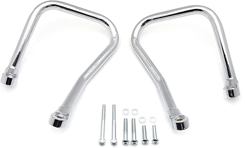 Miniatura 3 de HTTMT - Barra de choque de protección de alforja trasera cromada compatible con Harley Softail FLHC FLHCS 2018+ PN TGHD-SG09-CD