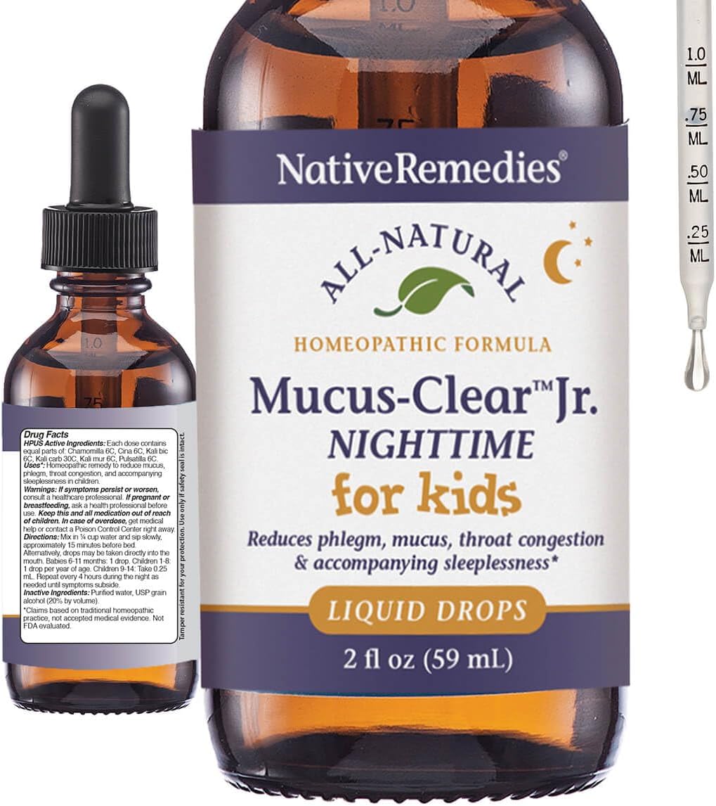 Native Remedies Mucus-Clear Jr. Nighttime - Temporarily Relieves Mucus Congestion in Children
