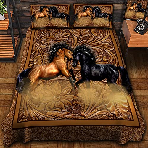 Clevefit Premium Unique Horse Quilt Bedding Set 3D All Over Printed (Ddd040108Nt, King) #TOP1