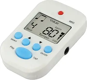 Metrônomo digital de encaixe com visor LCD, toque para função de tempo, alcance de 30 a 280 BPM para violão baixo e instrumentos de cordas (branco)