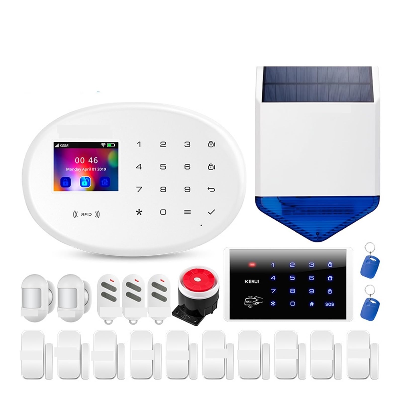 Sistema de Alarma para Casa, Sensor de movimiento elegante de la etiqueta PIR del ladrón RFID de Tuya de las alarmas de seguridad del hogar del de alarma de 4G GSM,para el hogar(KIT 1)
