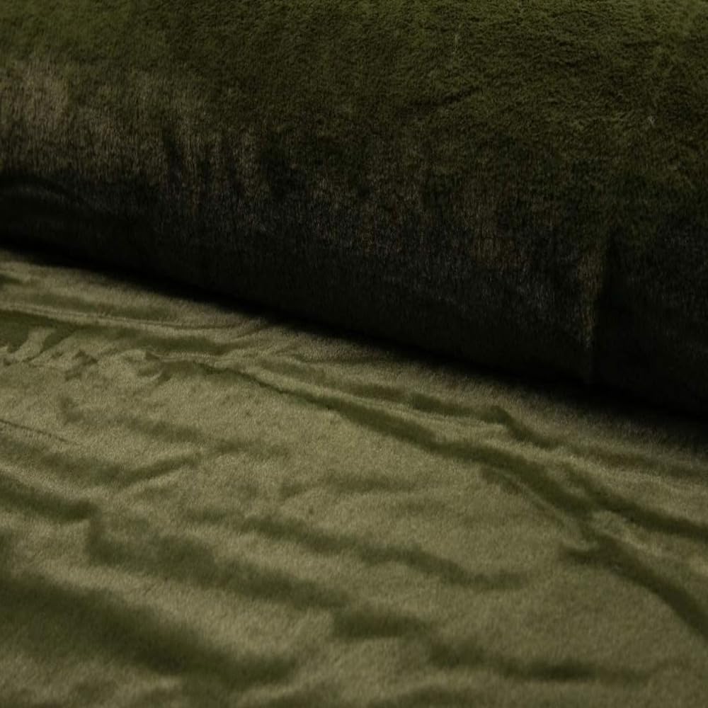 Fabrics-City kaki tissu en fausse fourrure peluche de lapin premium, imitations molle et poils longs, idéal pour vêtements, accessoires décoration, vente au mètre, 5198