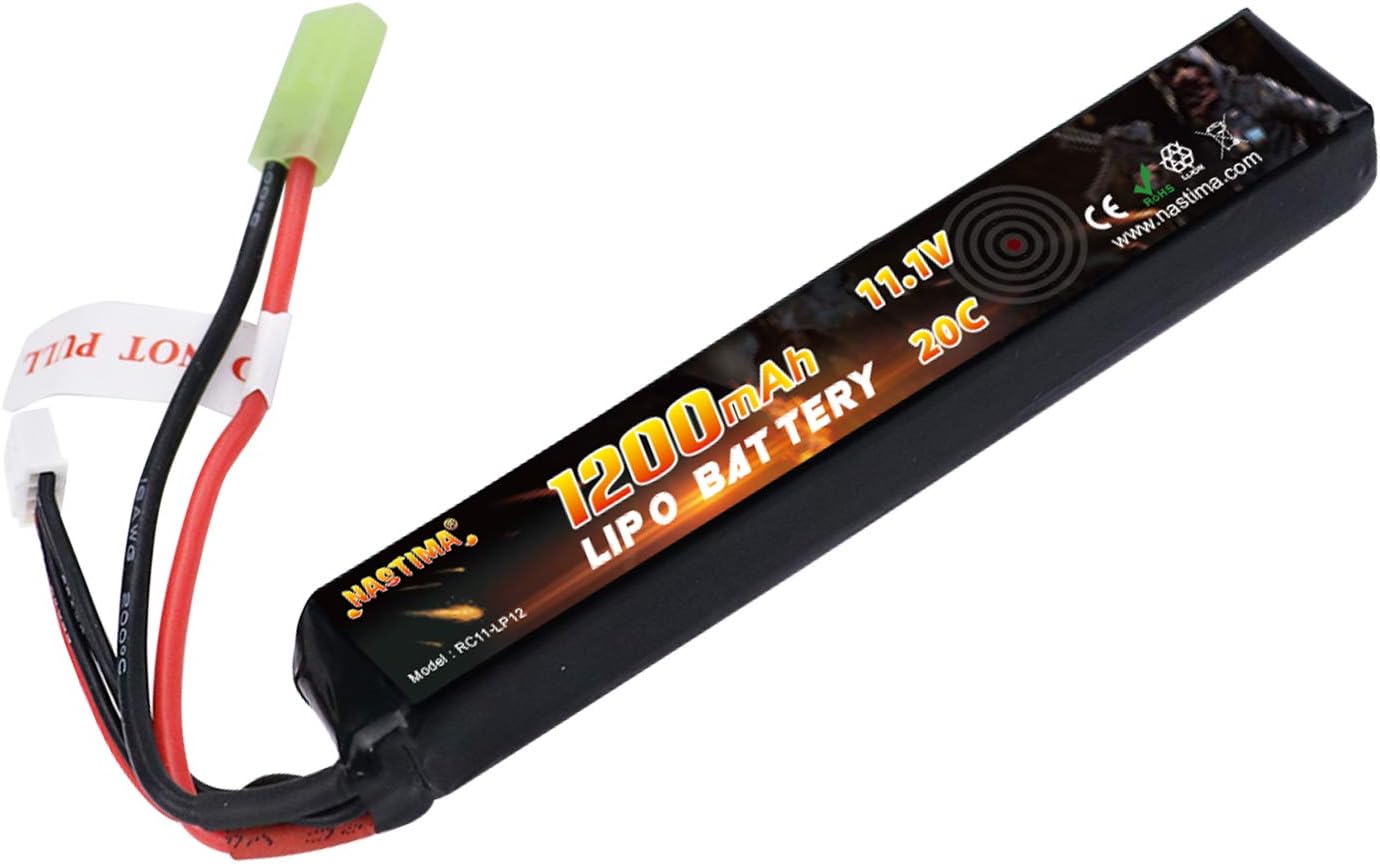 NASTIMA 11.1V 1200mAh Airsoft Stick Battery, 3S 20C LiPo