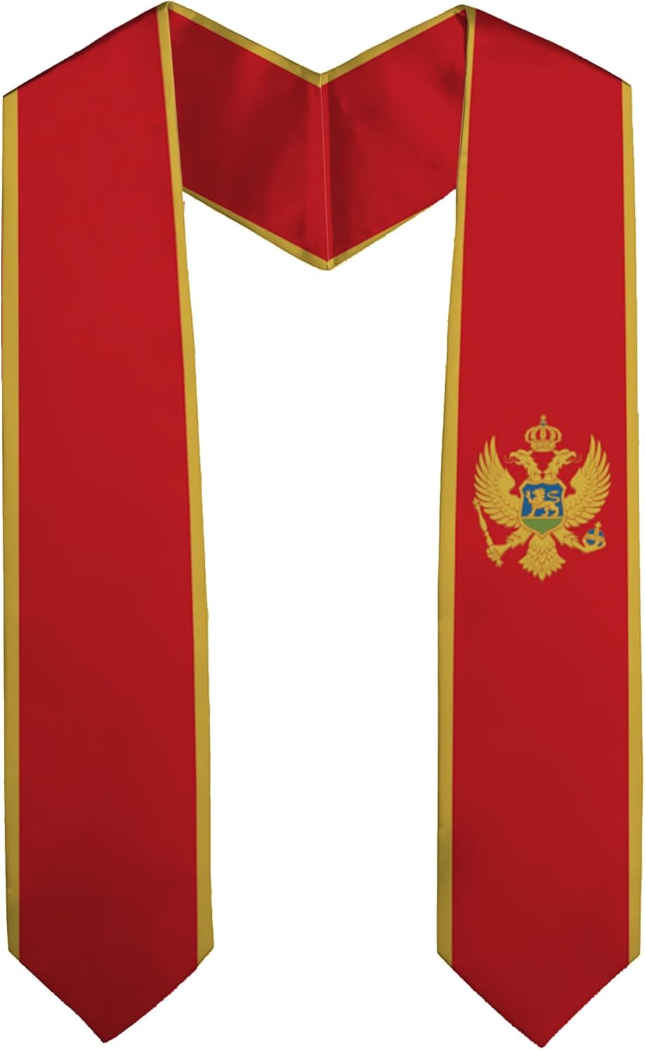 Montenegro Flag Graduation Stole Embroidery Sash for Study Aboard International Students Adult Unisex Gifts