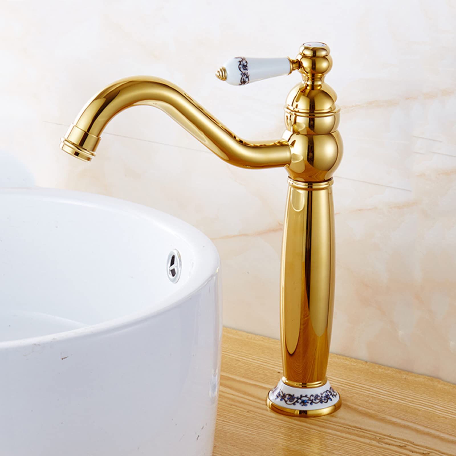 Grifo de baño giratorio de 360° en latón vintage para agua fría y caliente