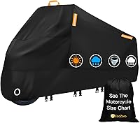EcoZoro 300D Heavy Duty Waterproof Motorcycle Cover - All Weather Outdoor Protection, Reflective Strips, Lock Holes, Fits 96.5" Cruisers & Sportbikes