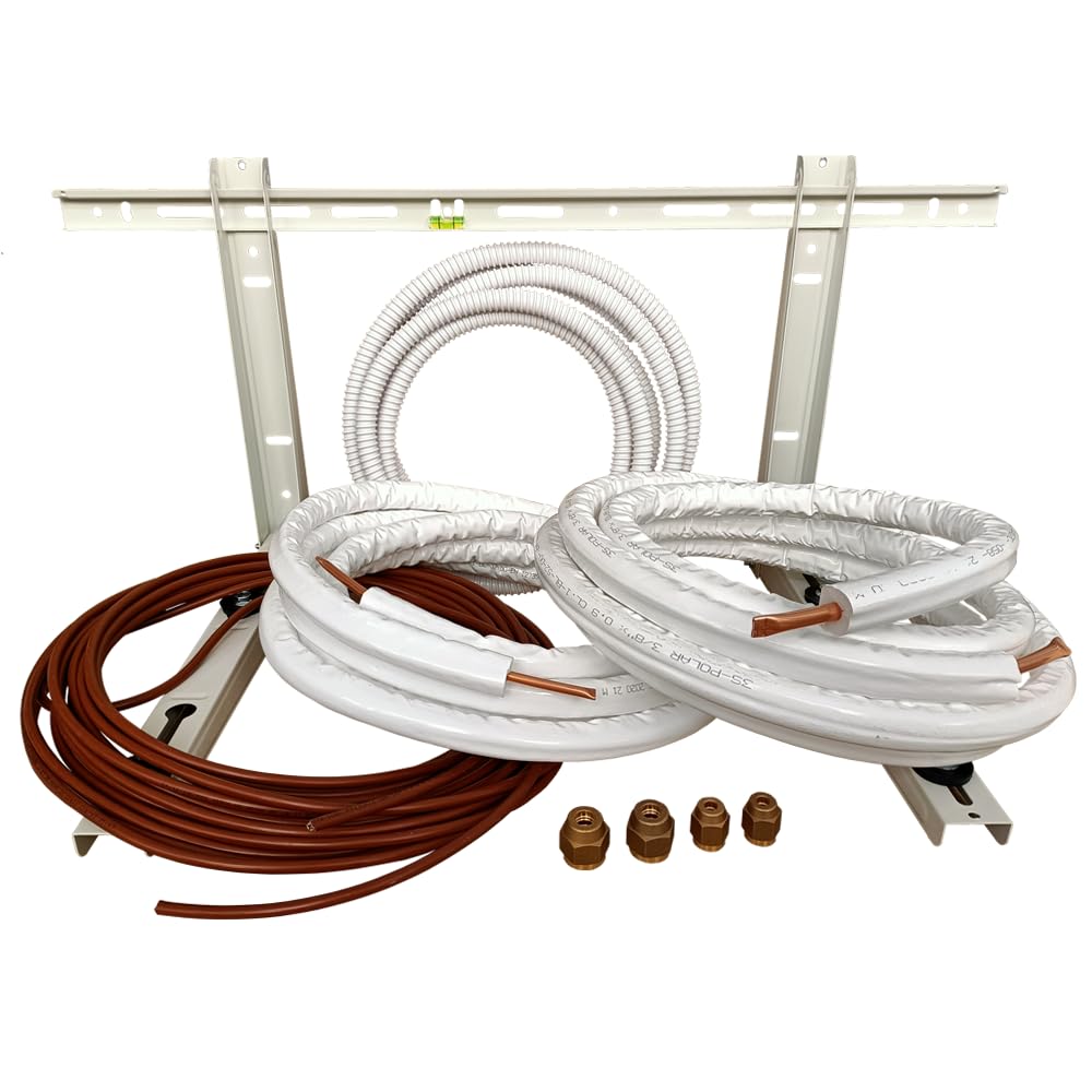 3S SuperSamaStore Kit Installazione Climatizzatore Monosplit con Tubi Rame Preisolati, Raccordi Autocartellanti, Staffa Esterna, Cavo Quadripolare e Tubo Condensa, 1/4” - 3/8”, 5 Metri