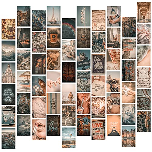 Thepaper9store Dreamy Aesthetic Collage Kit Self Adhesive Wall Posters Kit for Bed Room Decoration Aesthetic Room Posters Teen Girls room Decor (Set of 60)
