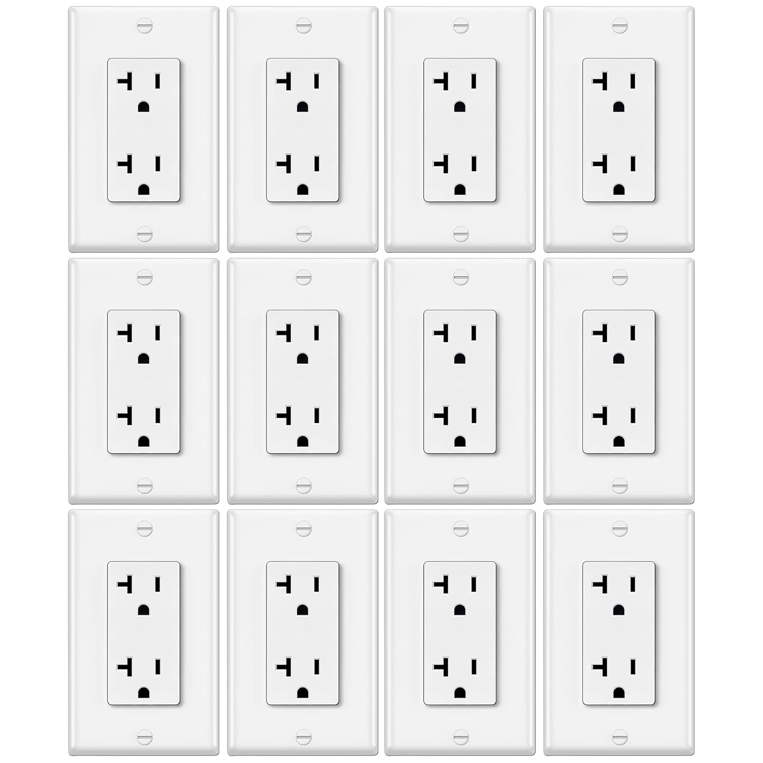 ELECTECK 12 Pack Decorator Outlet 20 Amp, Electrical Duplex Receptacle