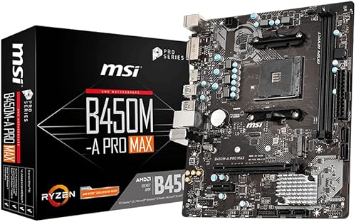 MSI B450M-A PRO MAX ProSeries Placa base (ATX, 2ª y 3ª generación, AM4, M.2, USB 3, DDR4, DVI HDMI, Crossfire)