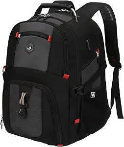 SHRRADOO Extra Large 50L Travel Laptop Backpack with USB Charging Port Fit 17 Inch Laptops for Men Women