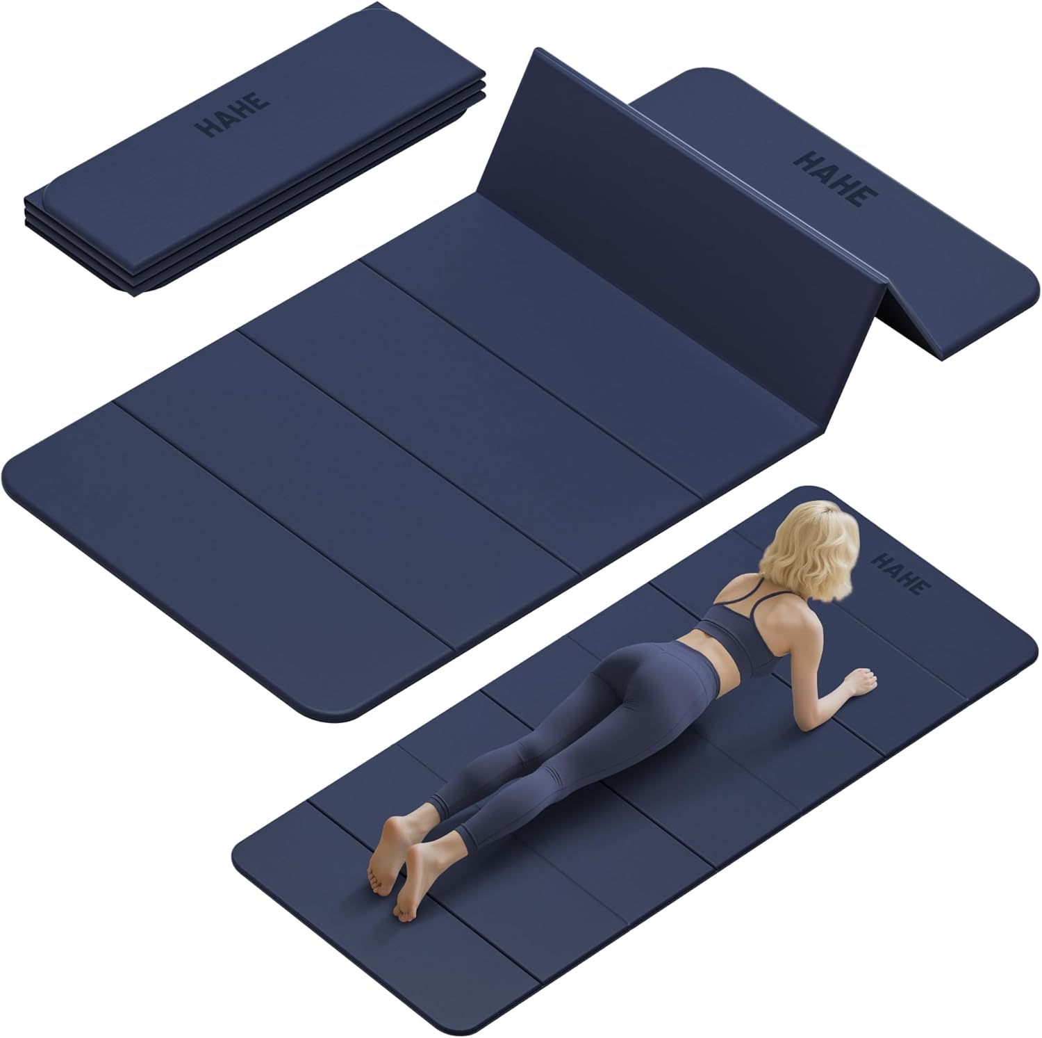 Foldable Yoga Mat,74"Lx32"Wx1/3"Thick,Folding Exercise Mat,Non-slip Wide Pilates Mats for Home Workout/Travel, Portable Yoga Mat Thick for Yoga/Pilates/Camping/Floor Exercises