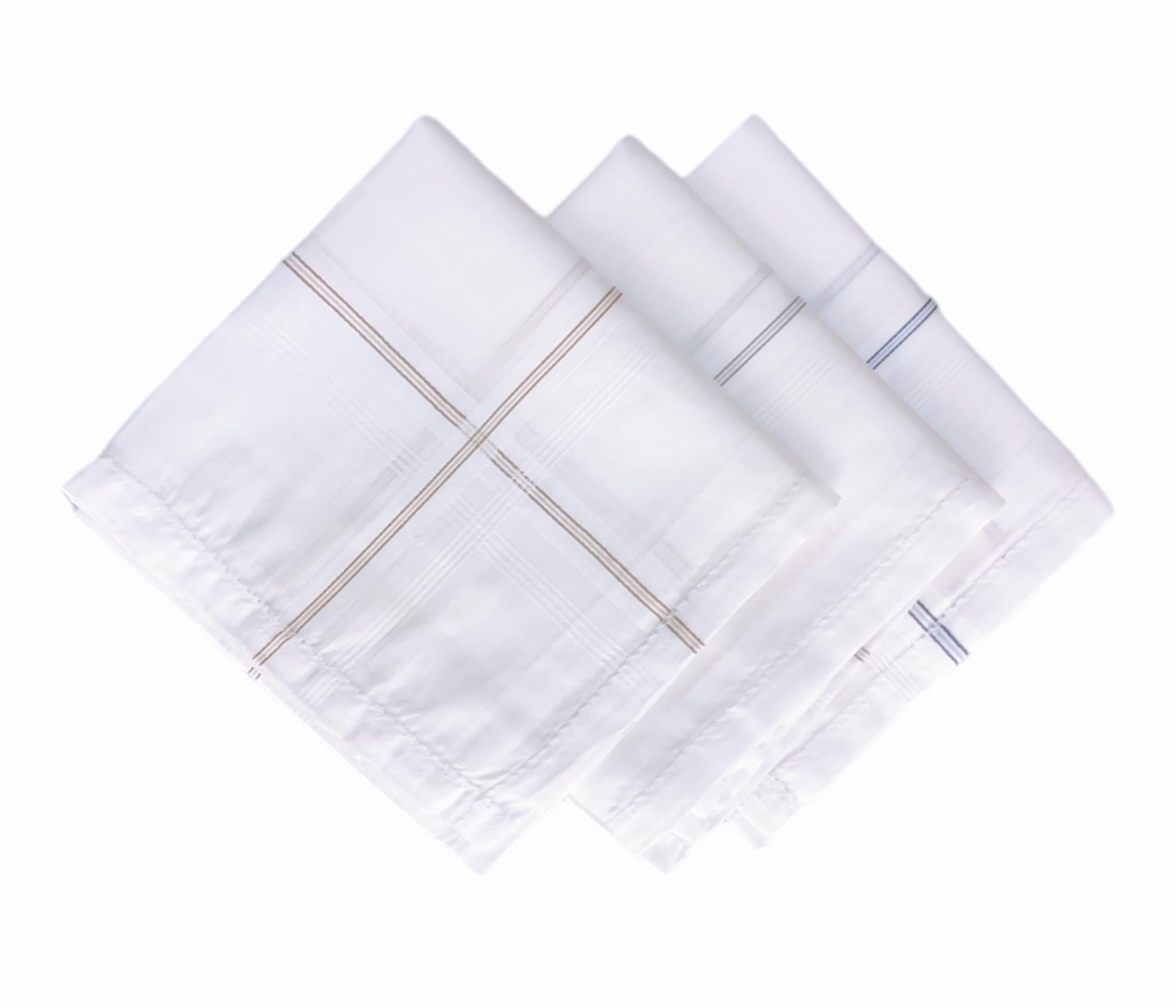 Caslino - Premium 100% Pure Cotton Handkerchiefs for Men, 48 x 48 cm, Large Size Hanky for Gents, Stripes
