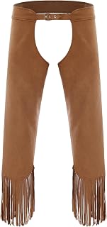 Western Cowboy Chaps for Men Adult Open Crotch Fringe Assless Motorcycle Chaps Pants Costume