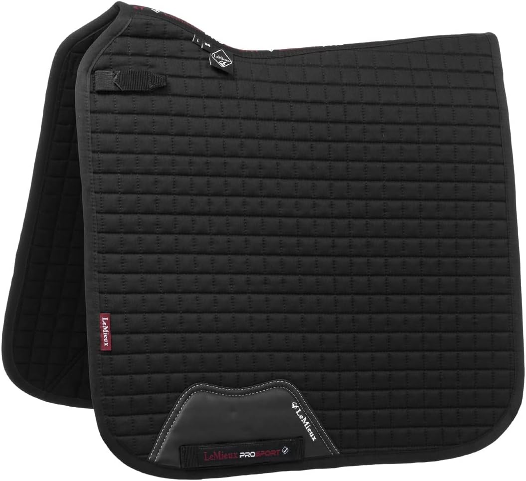 LeMieux Dressage Cotton Square Saddle Pad - English Saddle Pads for Horses - Equestrian Riding Equipment and Accessories (Black - Large)