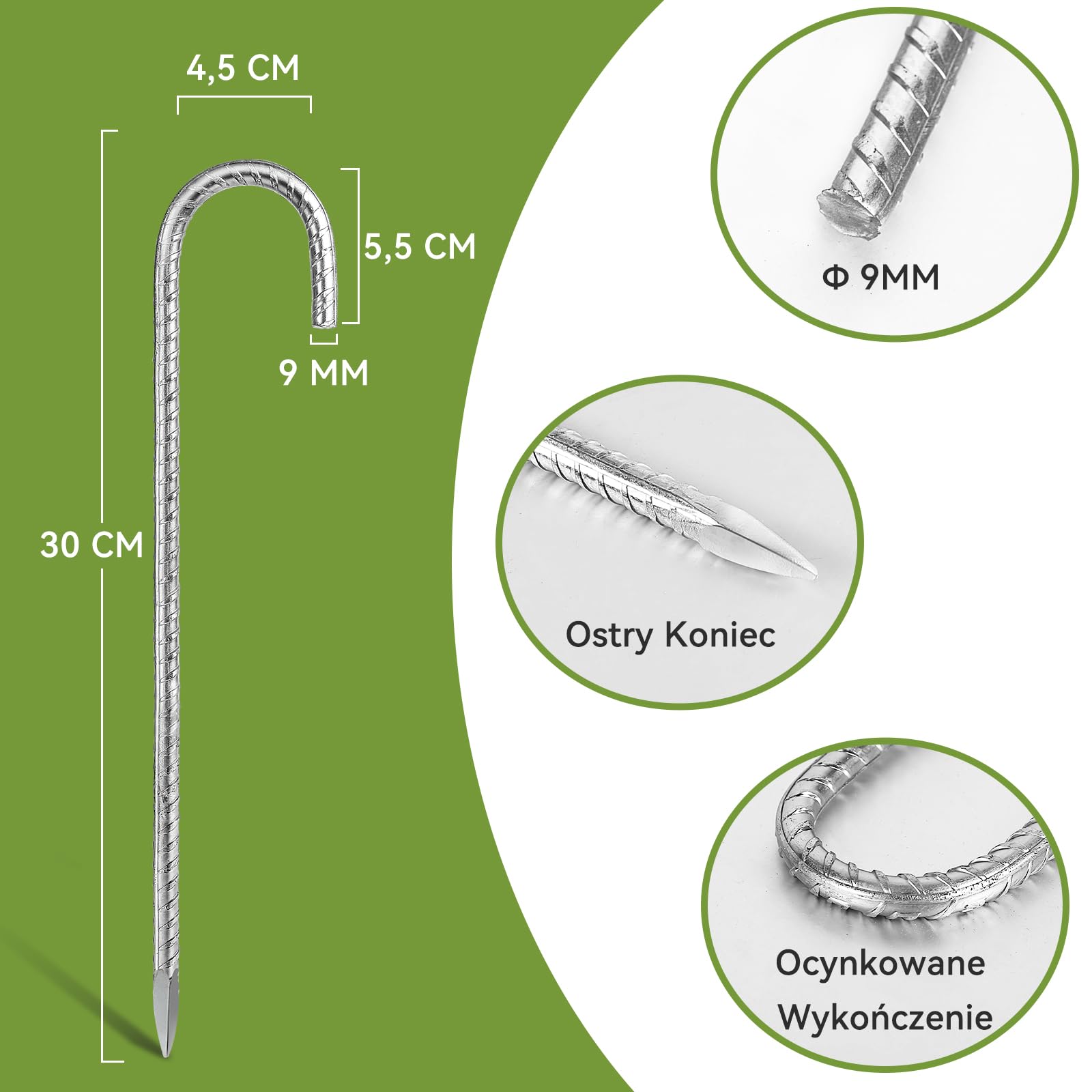 6 sztuk 30 cm Heavy Duty Kotwy do namiotów trampolinowych - paliki wzmacniające ze stali ocynkowanej pasujące do szop ogrodowych i huśtawek