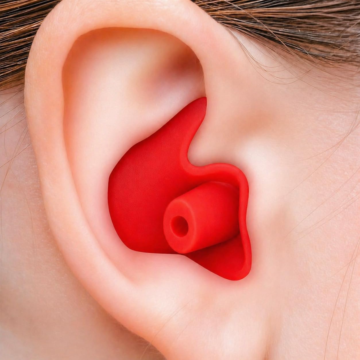 James International Silicone Swimming Waterproof Soft Ear Plugs Reusable Anti-Noise Dust-Proof Water Diving Sports Earplugs (Red, One Size)-image-12