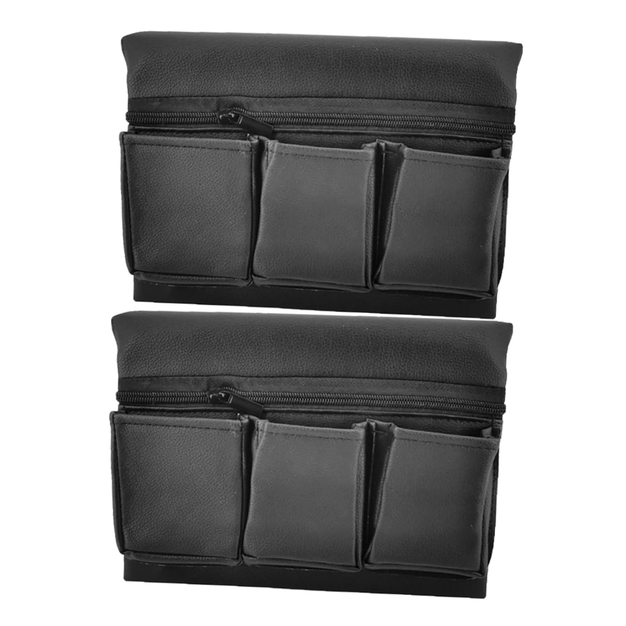 Accoudoir de voiture et pochette de rangement latérale en cuir PU noir Lot de 2