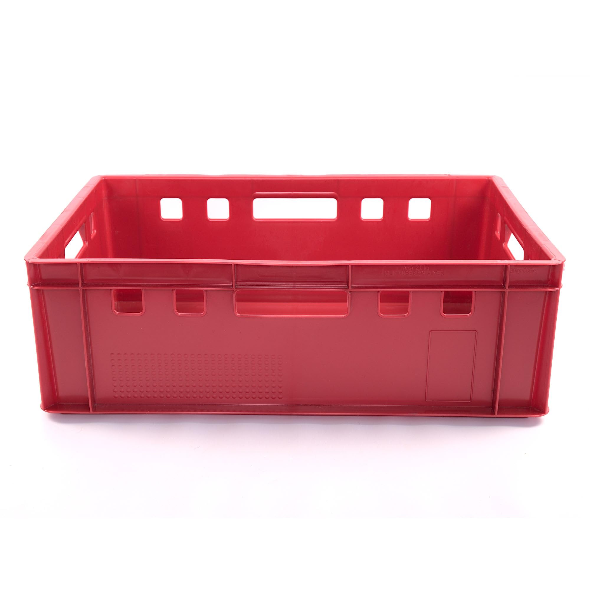 Valle Verde Eurokasten E2 Lot de 4 caisses à viande empilables pour viande, volaille, fruits, légumes – Convient à un usage alimentaire, empilable – 60 x 40 x 20 cm Rouge