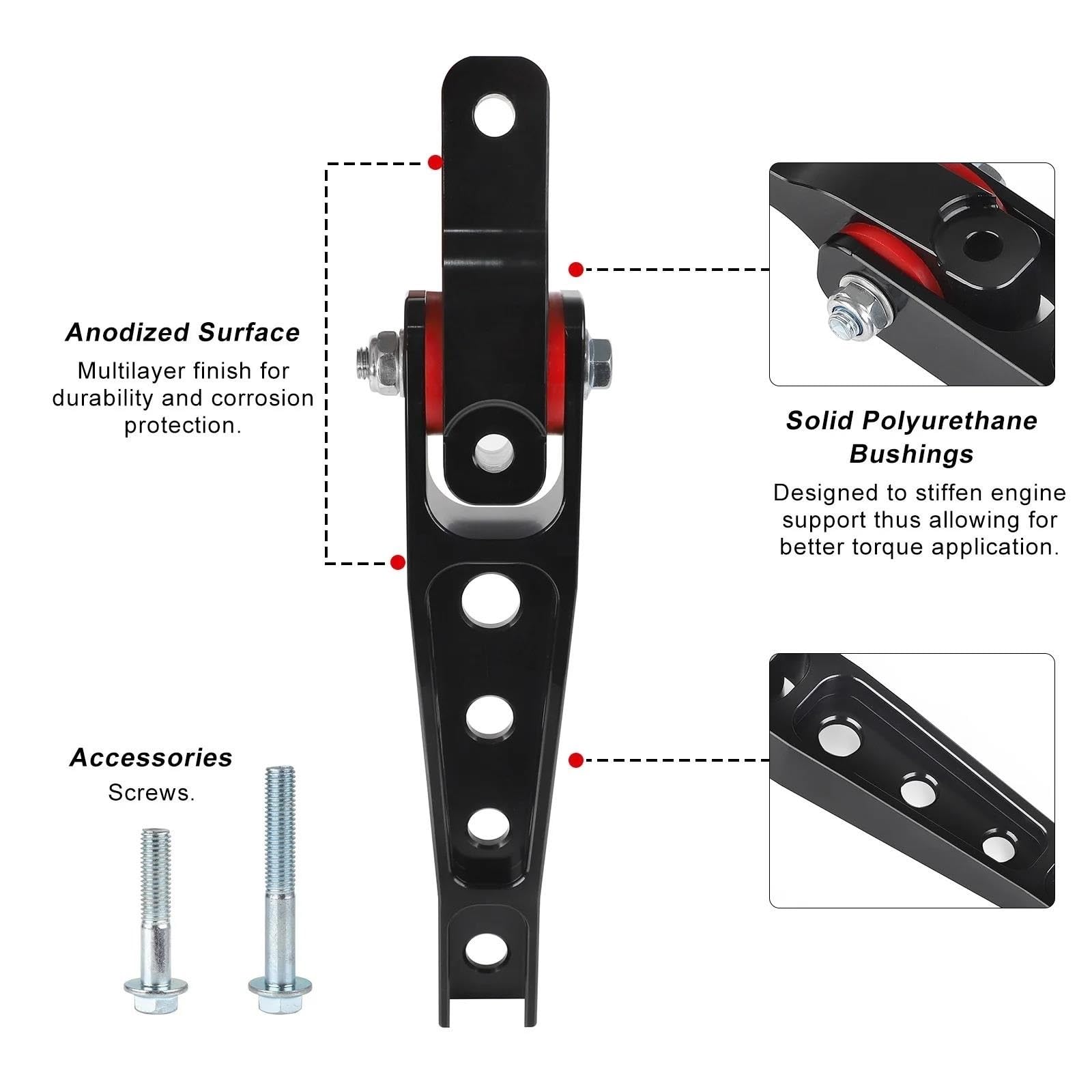 Generico Revisione del Motore per 15+ 8V/8S Gen3 per A3 TT Supporto A Pendolo Sferico Motorsport Billet Supporto Dogbone Nero 5Q0198037
