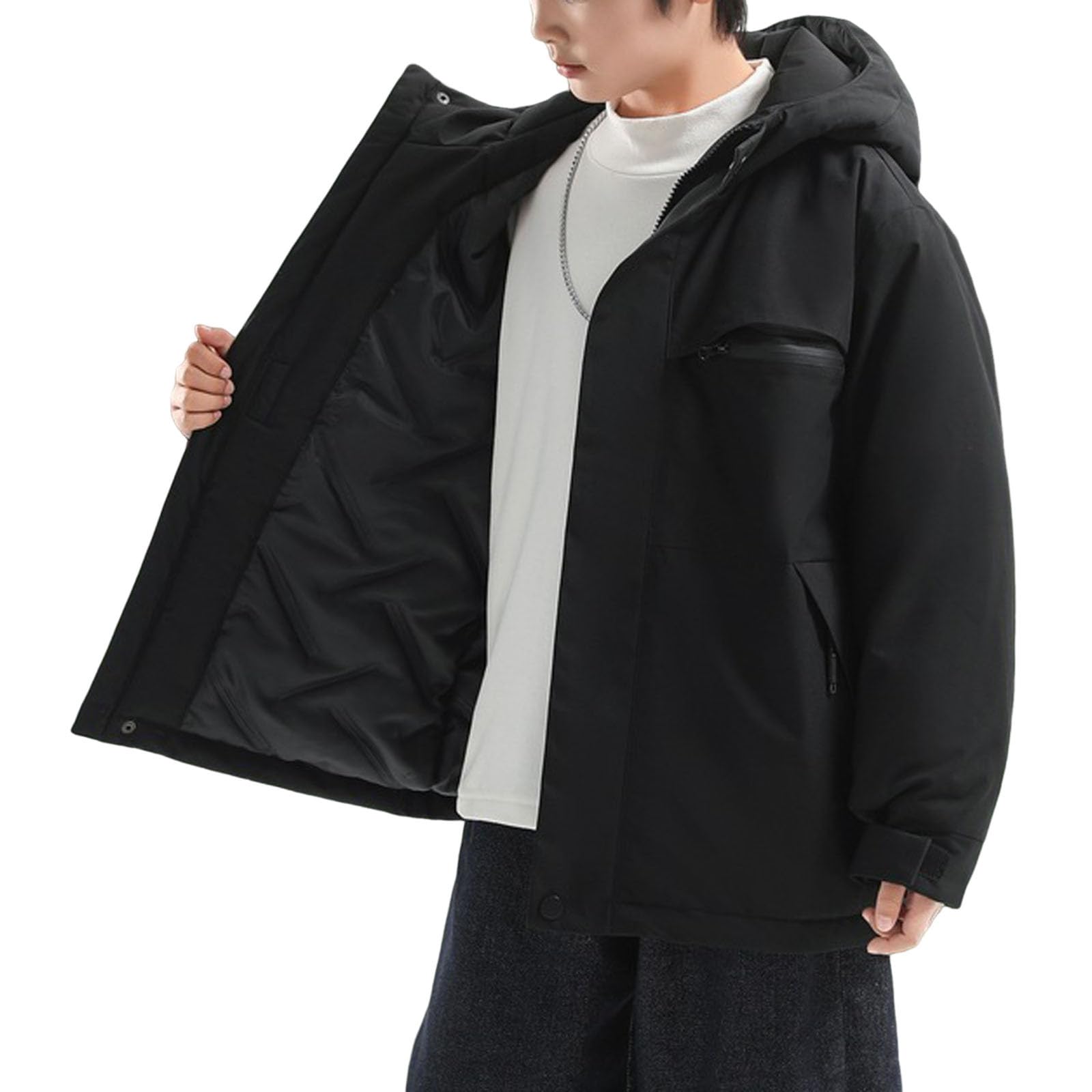 AEGJEGVD Manteau Enfant Garçon Capuche Zippé Duvet Chaud Confort Simple