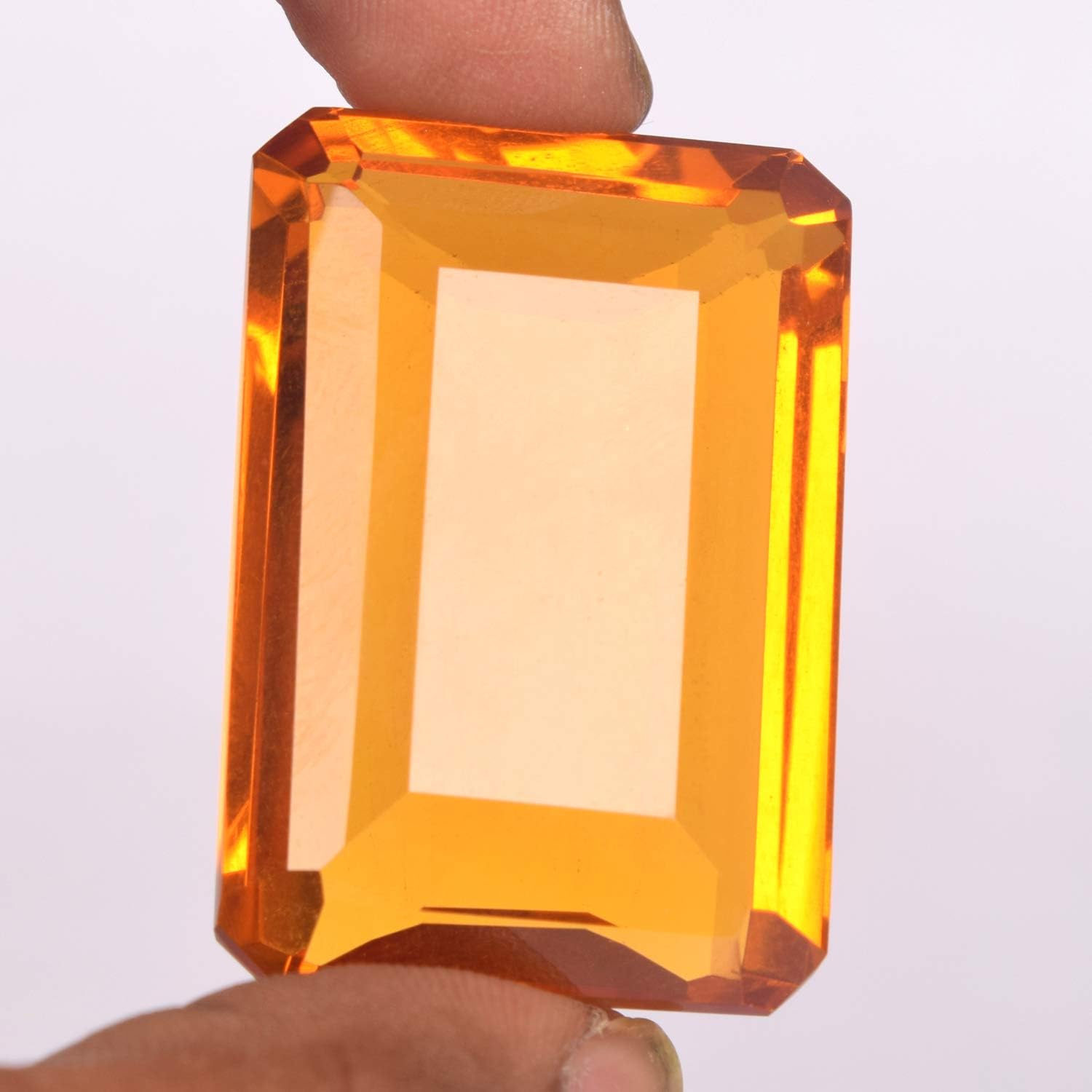 GEMHUB Natural Yellow Citrine 124.00 Ct Emerald Cut Faceted Citrine Loose Birthstone Gemstone for Jewelry Making and Collectors