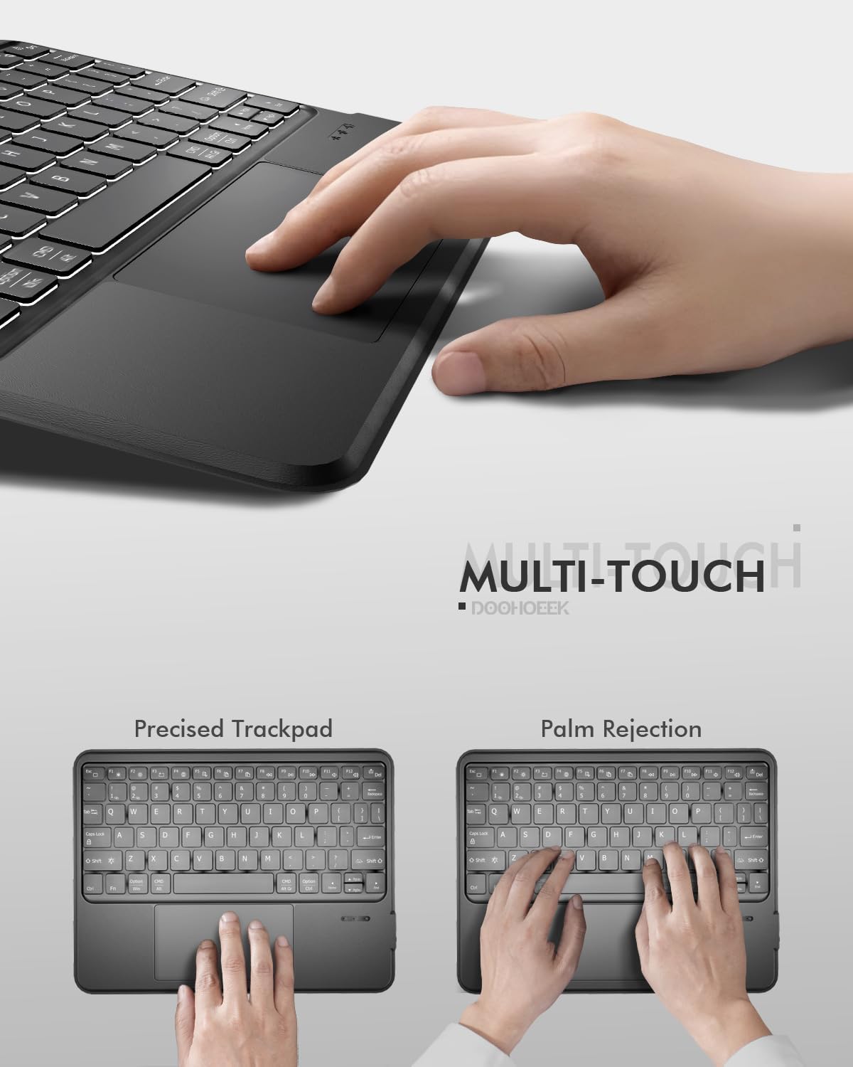 Universal Keyboard Case for 9-11 Inch Tablets, Dual Bluetooth Detachable Keyboard for Android Tablets/iPads/Galaxy Tabs, Magnetic Backlit Keyboard with Washable Adhesive Mount&Any-Angle Stand&Trackpad - Image 5