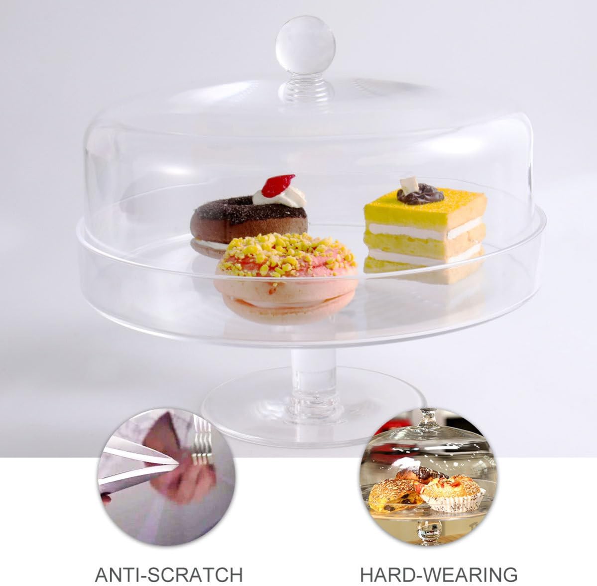 SOLUSTRE Food Cover Easy to Use and Acrylic Portable Salad Cake Arched for Protective Dome Lid Dustproof for Outdoor and Backyard Kitchen