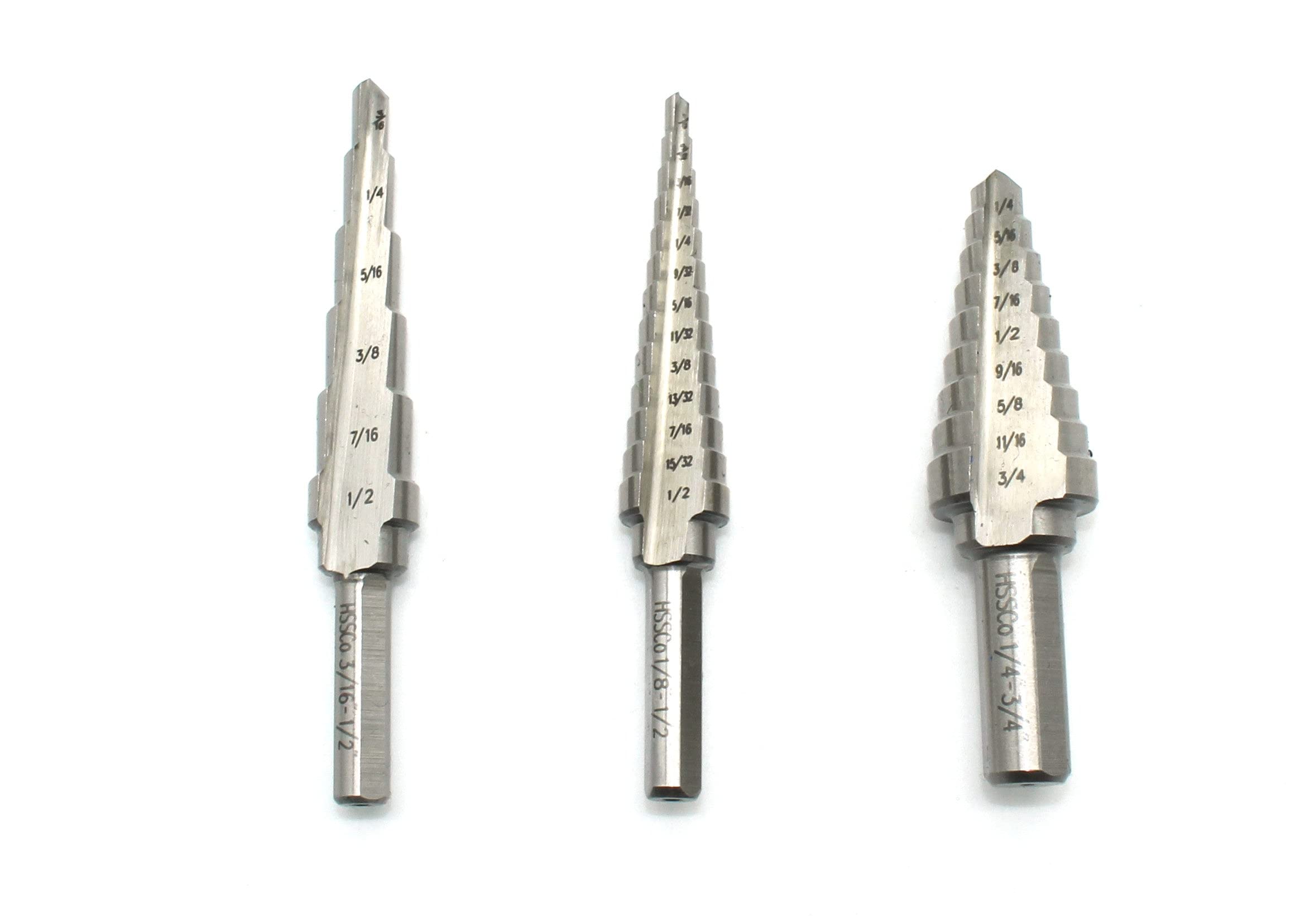TEMO 3p M35 Cobalt Straight Step Drill Unibit Bit 1/8"- 3/4" 28 Size