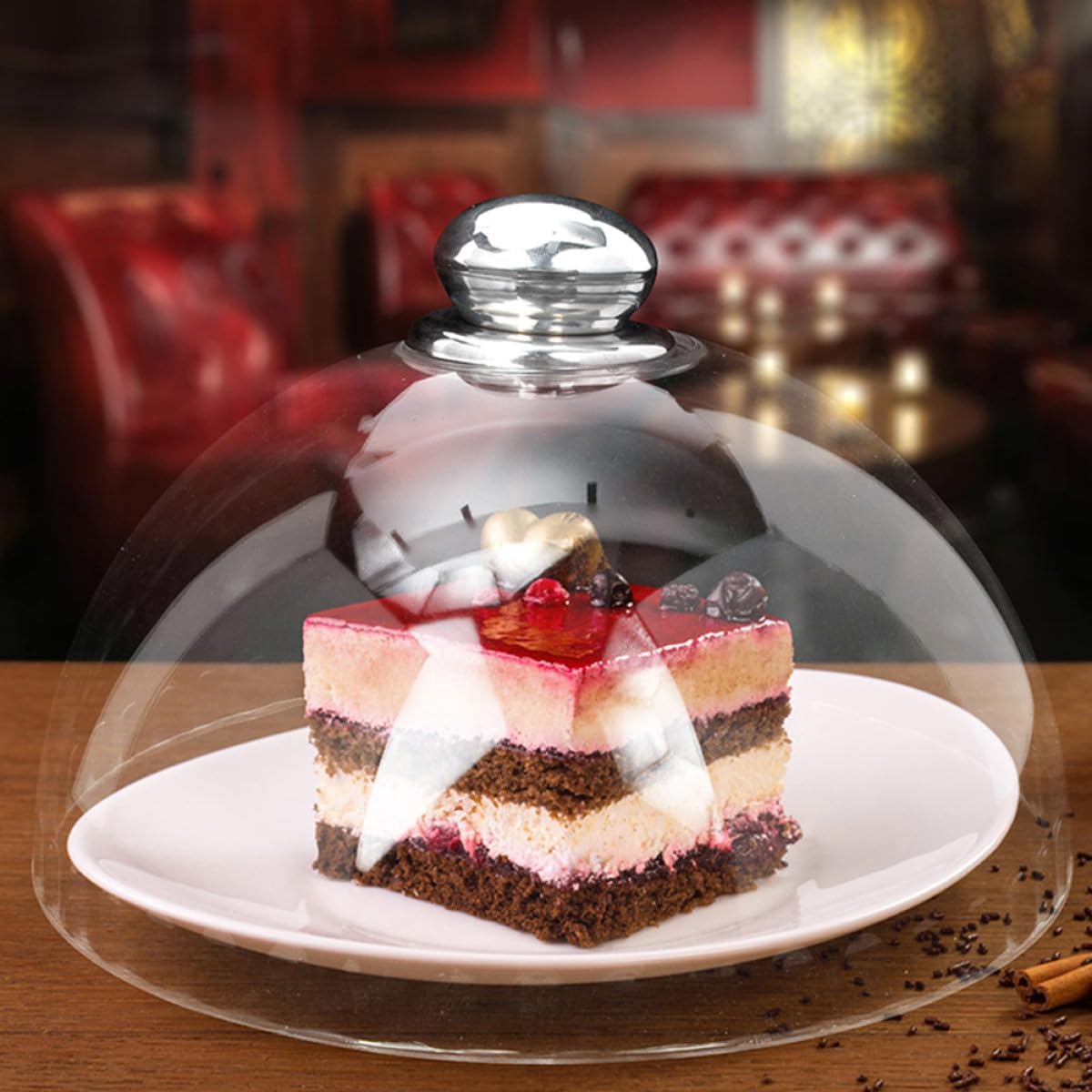 2pcs round Plastic Cake Dome Covers Food Covers with Lids 16x8 21x11 Inch for Home and Party Use
