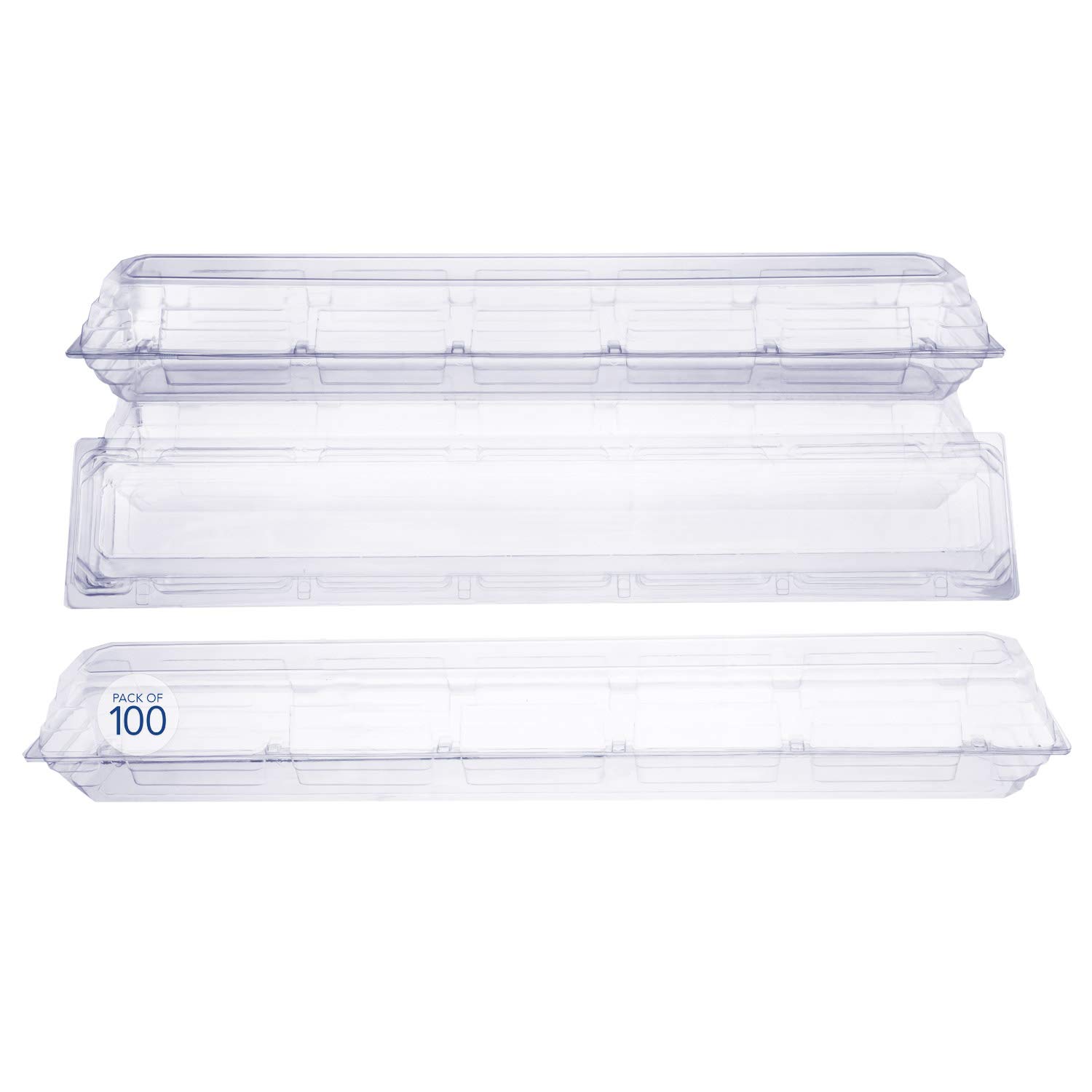 Royal Imports 100 Pack Clear Plastic Flower Box for Corsage, Boutonniere, Rose, Orchid Prom Wedding Craft Container 30x5x4