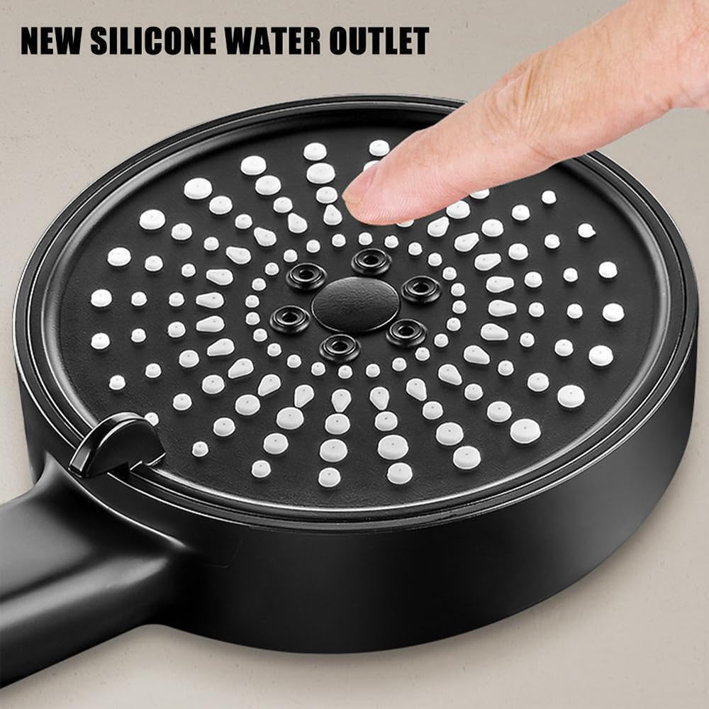 Duży panel 12,5 cm Rainfall Shower Head, High Pressure Water Saving Shower Set, 5 trybów regulacji za pomocą rąk, narzędzia prysznicowe (zestaw szary)