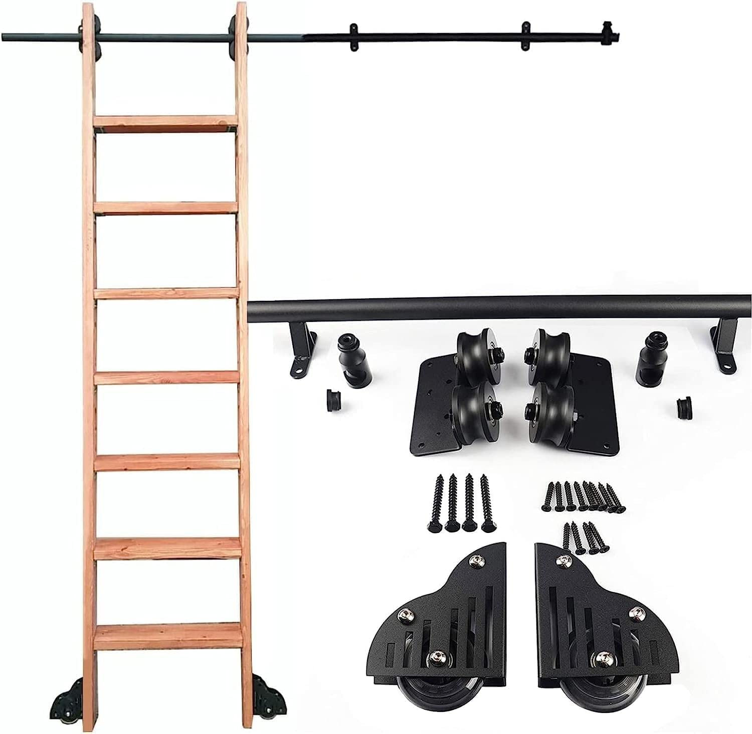 Quincaillerie pour échelle de bibliothèque coulissante kit de rail noir sans échelle de 3,3 à 20 pi