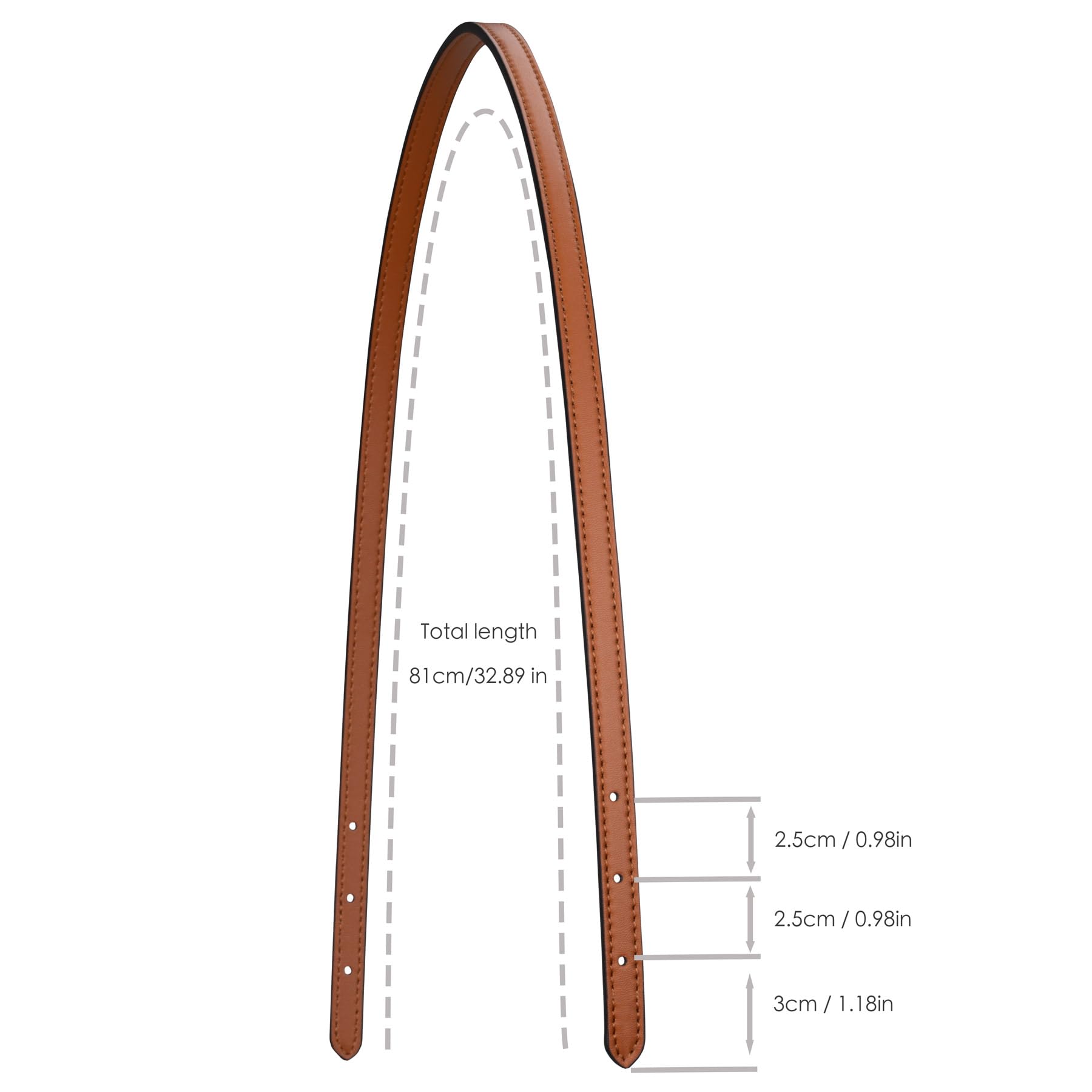 Allzedream - Manici per borsa in pelle di microfibra, con catena, per borsetta, borsa a tracolla, confezione da 2, marrone, 1,8 cm