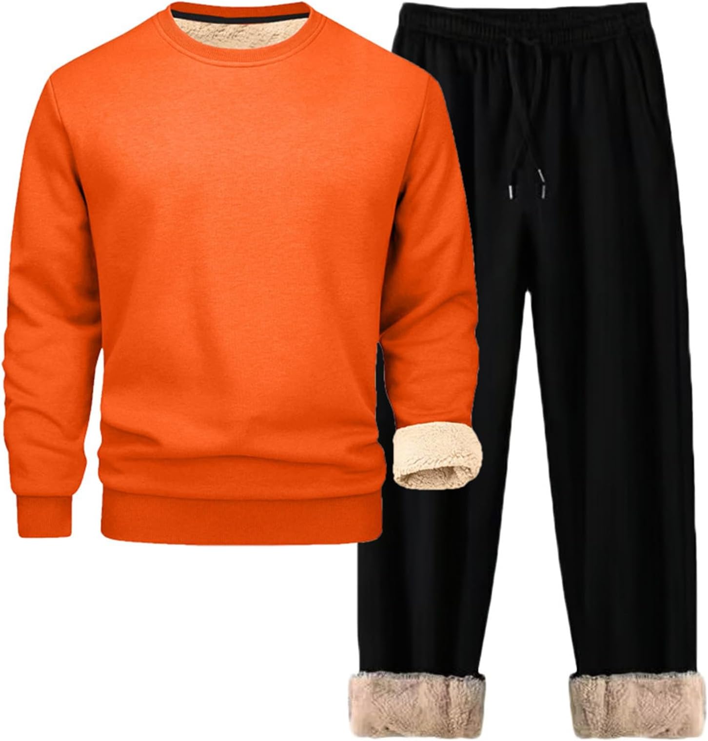 Men's Tracksuit with Fleece Lined Leisure Suit 2-Piece Pullover and Jogging Bottoms Warm Jogging Suit Sports Suit Two Piece Tracksuit Leisure Suit Fleece Thermal Activewear