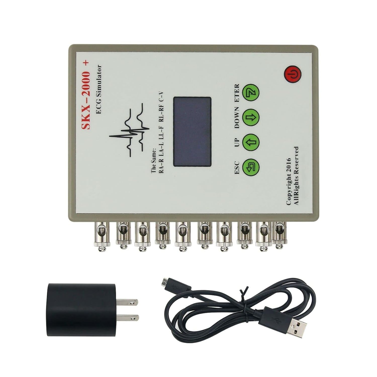 SKX-2000C+ ECG Signal Simulator, ECG Signal Generator with OLED Display, Rechargeable Type