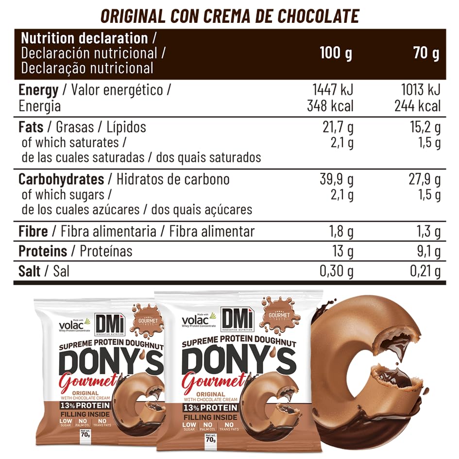 DMI-DONY'S GOURMET (13% Protein) 15 x 70g, Original with chocolate cream