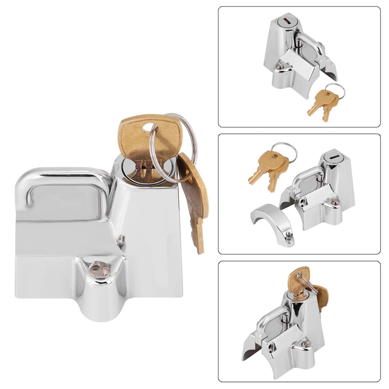 Tbest Moto-cycle Universel de Moto de Moto Verrouillage du Casque de Vélo de Vélo de Vélo de Support avec 2 Touches Set Strong Strong pour les Motos Argent 5,5 Cm