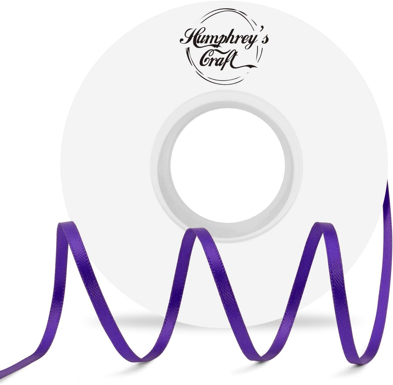 Satin Ribbon 1/8 Inch Purple Double Faced - 100 Yards for Gift Wrapping DIY Bows Crafts Bridal Bouquet Cutting Ceremony Sewing Christmas Wedding Baby Shower Decoration Humphrey's Craft